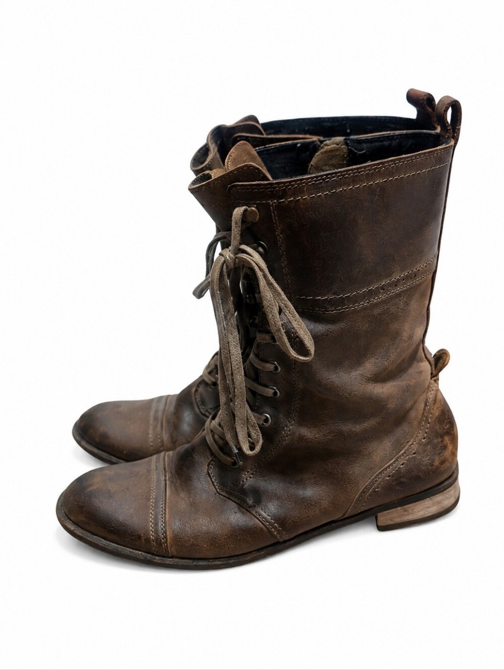 Indigo Women’s Brown Leather Lace Up Combat Boots Size 9.5 M Distressed